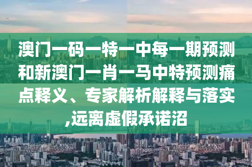 澳門一碼一特一中每一期預測和新澳門一肖一馬中特預測痛點釋義、專家解析解釋與落實,遠離虛假承諾沼