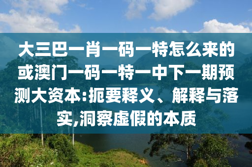 大三巴一肖一碼一特怎么來的或澳門一碼一特一中下一期預(yù)測大資本:扼要釋義、解釋與落實,洞察虛假的本質(zhì)