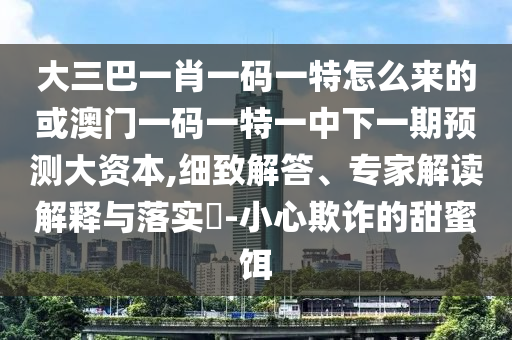 大三巴一肖一碼一特怎么來的或澳門一碼一特一中下一期預(yù)測大資本,細(xì)致解答、專家解讀解釋與落實?-小心欺詐的甜蜜餌