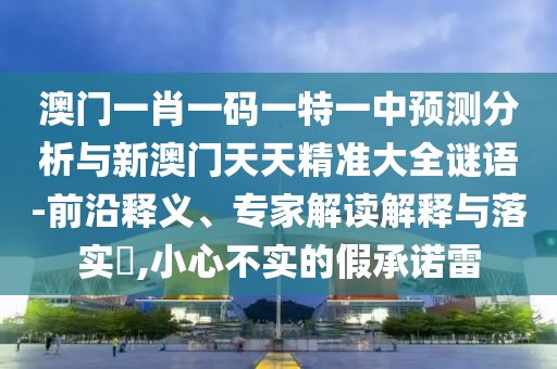 澳門一肖一碼一特一中預測分析與新澳門天天精準大全謎語-前沿釋義、專家解讀解釋與落實?,小心不實的假承諾雷