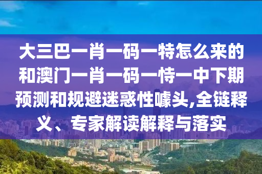 大三巴一肖一碼一特怎么來的和澳門一肖一碼一恃一中下期預(yù)測和規(guī)避迷惑性噱頭,全鏈釋義、專家解讀解釋與落實