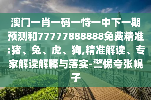 澳門一肖一碼一恃一中下一期預(yù)測和77777888888免費精準(zhǔn):豬、兔、虎、狗,精準(zhǔn)解讀、專家解讀解釋與落實-警惕夸張幌子
