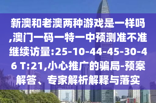 新澳和老澳兩種游戲是一樣嗎,澳門(mén)一碼一特一中預(yù)測(cè)準(zhǔn)不準(zhǔn)繼續(xù)訪量:25-10-44-45-30-46 T:21,小心推廣的騙局-預(yù)案解答、專家解析解釋與落實(shí)