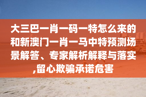 大三巴一肖一碼一特怎么來(lái)的和新澳門一肖一馬中特預(yù)測(cè)場(chǎng)景解答、專家解析解釋與落實(shí),留心欺騙承諾危害