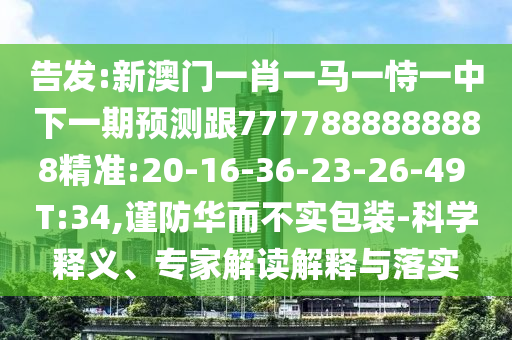 告發(fā):新澳門(mén)一肖一馬一恃一中下一期預(yù)測(cè)跟7777888888888精準(zhǔn):20-16-36-23-26-49 T:34,謹(jǐn)防華而不實(shí)包裝-科學(xué)釋義、專(zhuān)家解讀解釋與落實(shí)