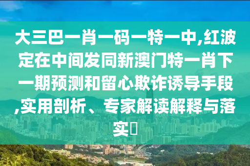 大三巴一肖一碼一特一中,紅波定在中間發(fā)同新澳門特一肖下一期預(yù)測(cè)和留心欺詐誘導(dǎo)手段,實(shí)用剖析、專家解讀解釋與落實(shí)?
