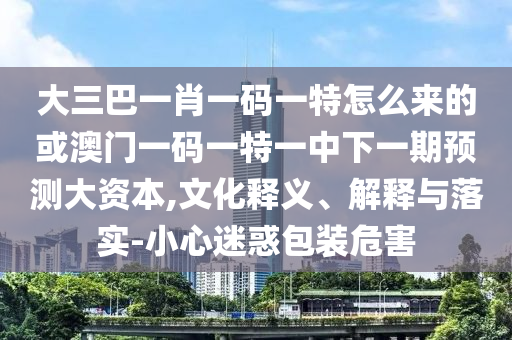 大三巴一肖一碼一特怎么來的或澳門一碼一特一中下一期預(yù)測大資本,文化釋義、解釋與落實-小心迷惑包裝危害