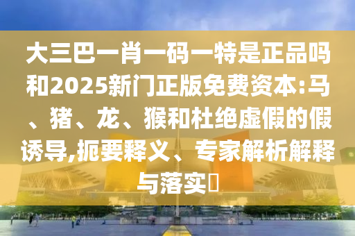大三巴一肖一碼一特是正品嗎和2025新門正版免費(fèi)資本:馬、豬、龍、猴和杜絕虛假的假誘導(dǎo),扼要釋義、專家解析解釋與落實(shí)?