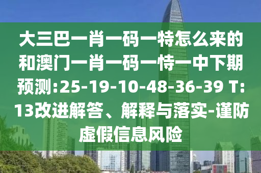 大三巴一肖一碼一特怎么來的和澳門一肖一碼一恃一中下期預(yù)測:25-19-10-48-36-39 T:13改進解答、解釋與落實-謹防虛假信息風(fēng)險