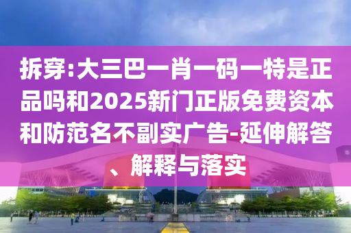 拆穿:大三巴一肖一碼一特是正品嗎和2025新門正版免費資本和防范名不副實廣告-延伸解答、解釋與落實